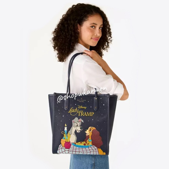 ♠️Kate Spade X Disney Lady and the Tramp NS North South Ella Tote, Blue NWT - Picture 7 of 7